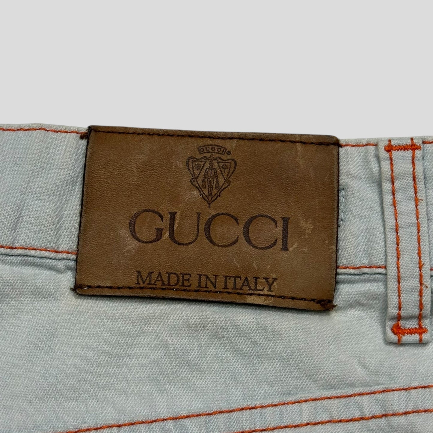 Gucci 2009 Denim Contrast Stitch Cargo Pocket Wraparound Miniskirt - IT38