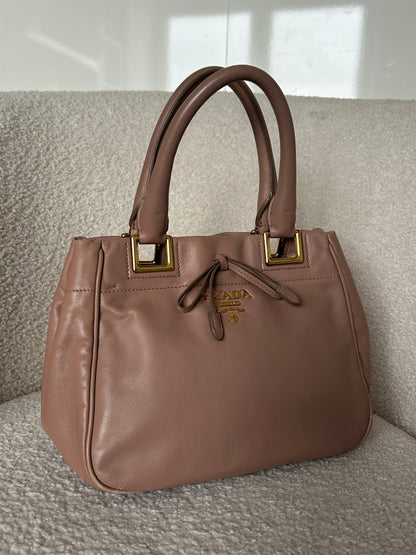 2010s Prada Vitello Leather Bow Handbag | O/S, Gold