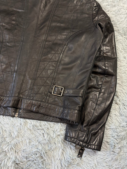 Just Cavalli SS08 Leather Quilted Multipocket Panelled Biker Jacket - L | O/S, Black