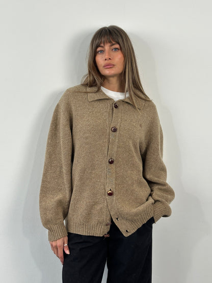 Burberry London 1990s Wool Knitted Logo Cardigan - XL