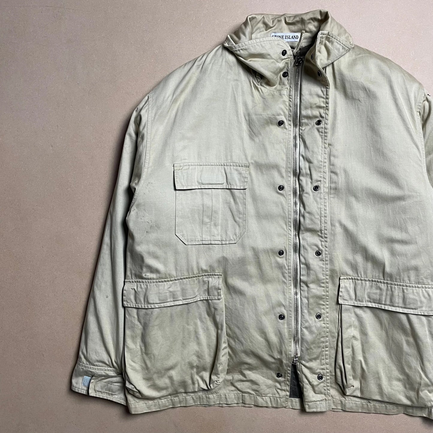 A/W 1993 Sand Gold Raso Gommato Multi Pocket Field Jacket