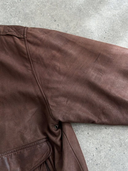 Vintage Leather Bomber Jacket - L/XL