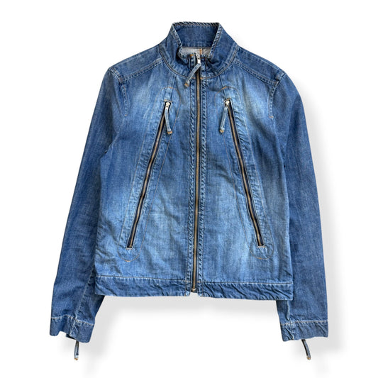 2000's FCUK Jeans Denim Moto Jacket (S) | Default Title, Blue