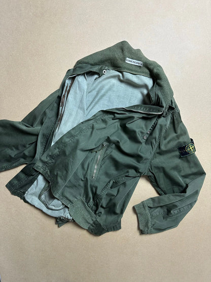 S/S 1989 Racing Green Raso Gommato Double Collar Bomber Jacket