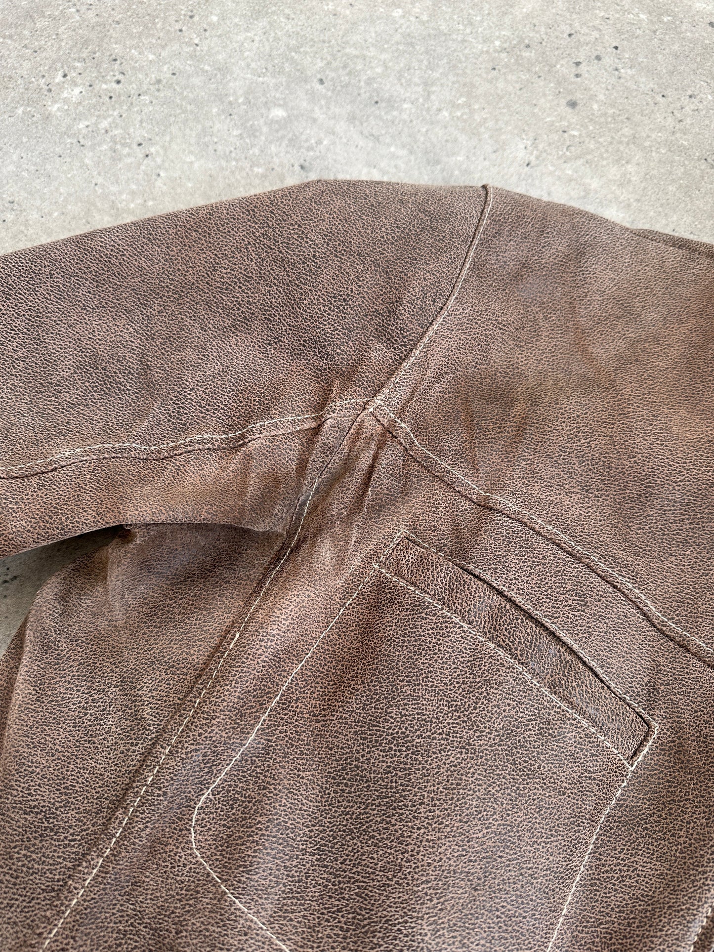 Vintage Textured Leather Jacket - XL