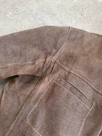 Vintage Textured Leather Jacket - XL