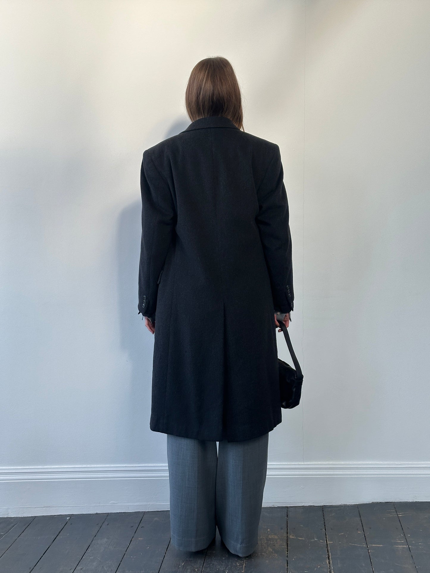 Vintage 1980s Pure Wool Double Breasted Coat - L