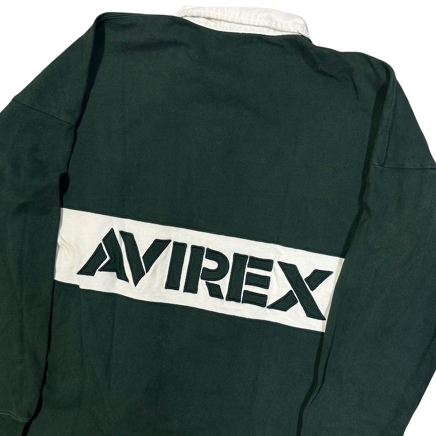 Avirex N.Y Spellout Longsleeve Polo In Green ( M ) - Known Source