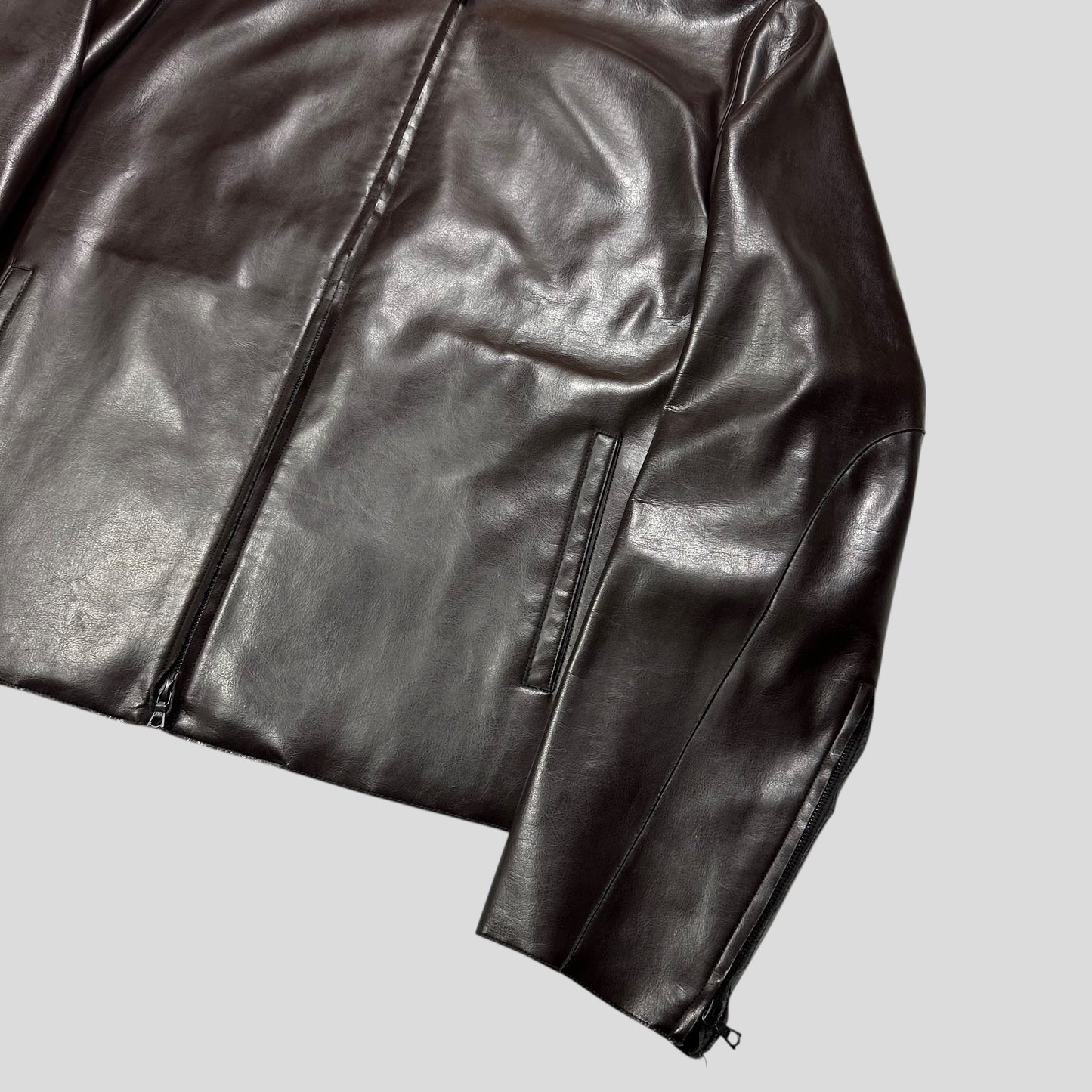 Neil Barrett AW00 PVC & Wool Leather Like Moto Jacket - L/XL | Default Title, Glossy Black