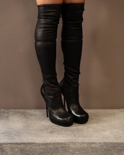 RICK OWENS STILETTO KNEE HIGH GLOVE BOOTS (EU 41)