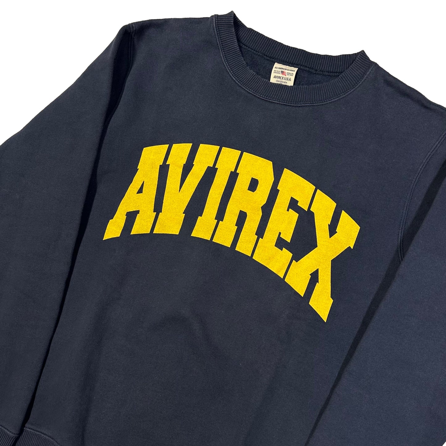 Avirex Spellout Sweatshirt In Navy & Yellow ( M )