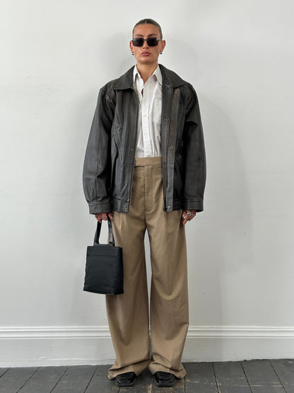 Vintage Leather Blouson Bomber Jacket - XL