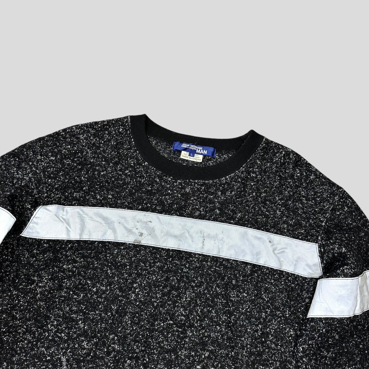 Junya Watanabe MEN 2018 Speckled 3M Reflective Panelled Knit - L (M) | Medium, Grey