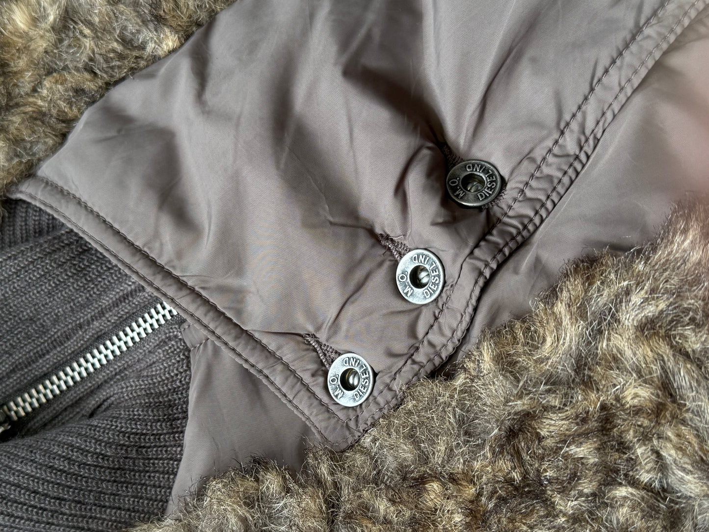 2000's Diesel Faux Fur Asymmetrical Bomber Jacket S