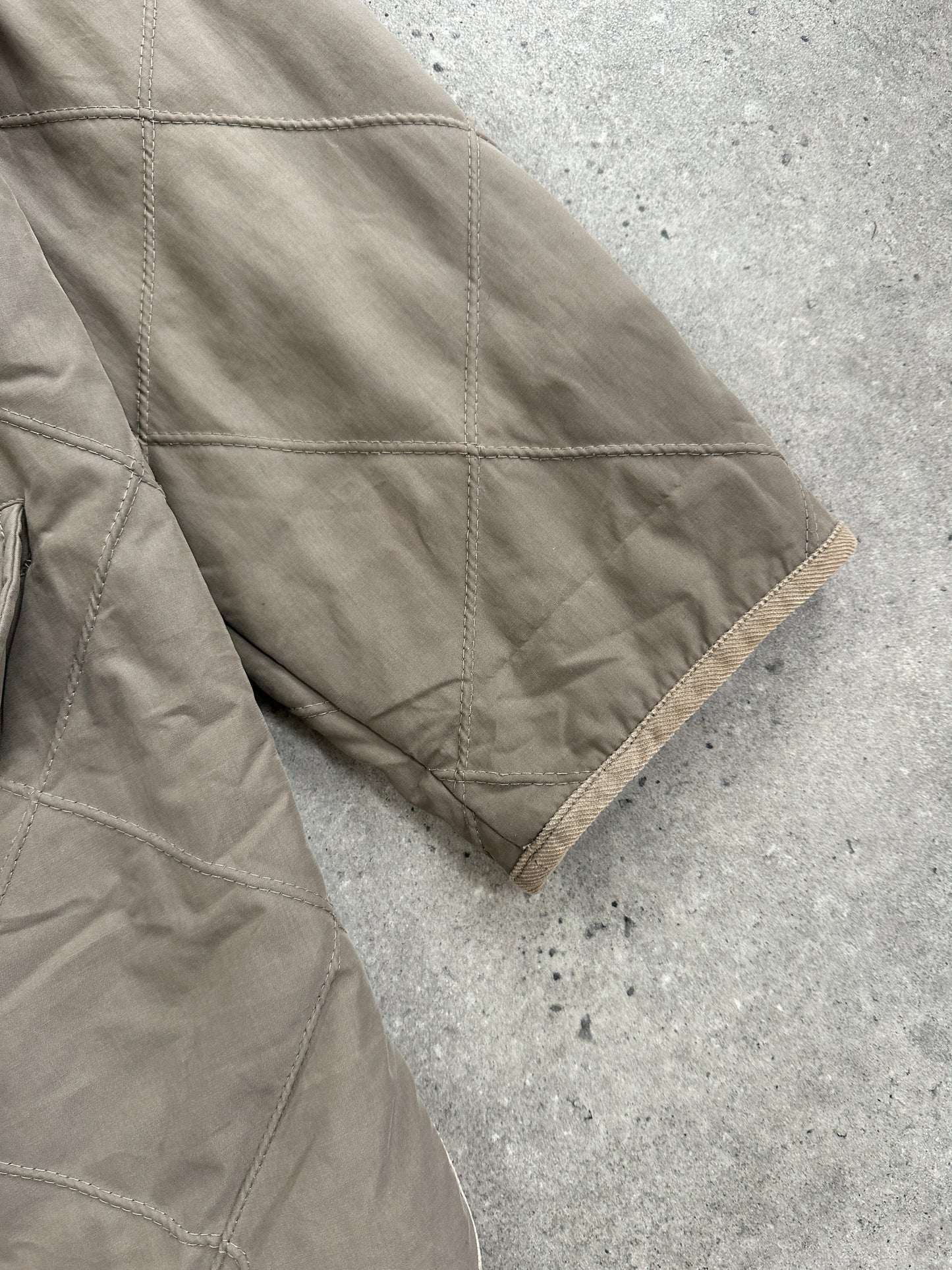 Burberry 1990s Quilted Nova Check Cord Collar Jacket – L