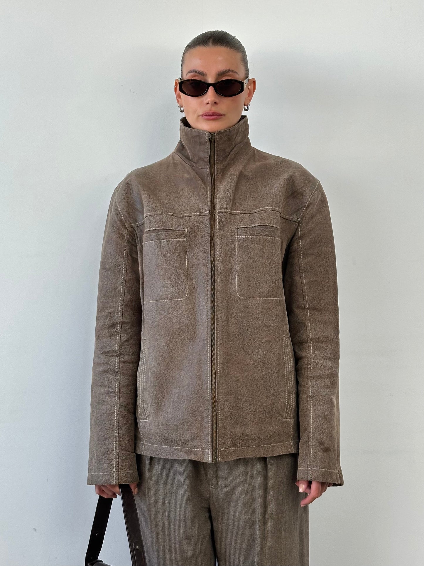 Vintage Textured Leather Jacket - XL