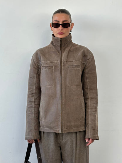 Vintage Textured Leather Jacket - XL