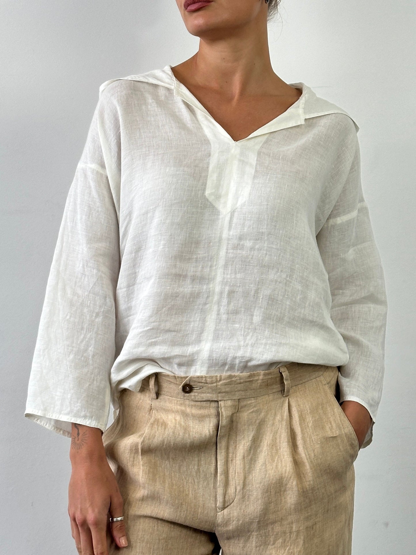 Max Mara Pure Linen Hooded Top - S/M