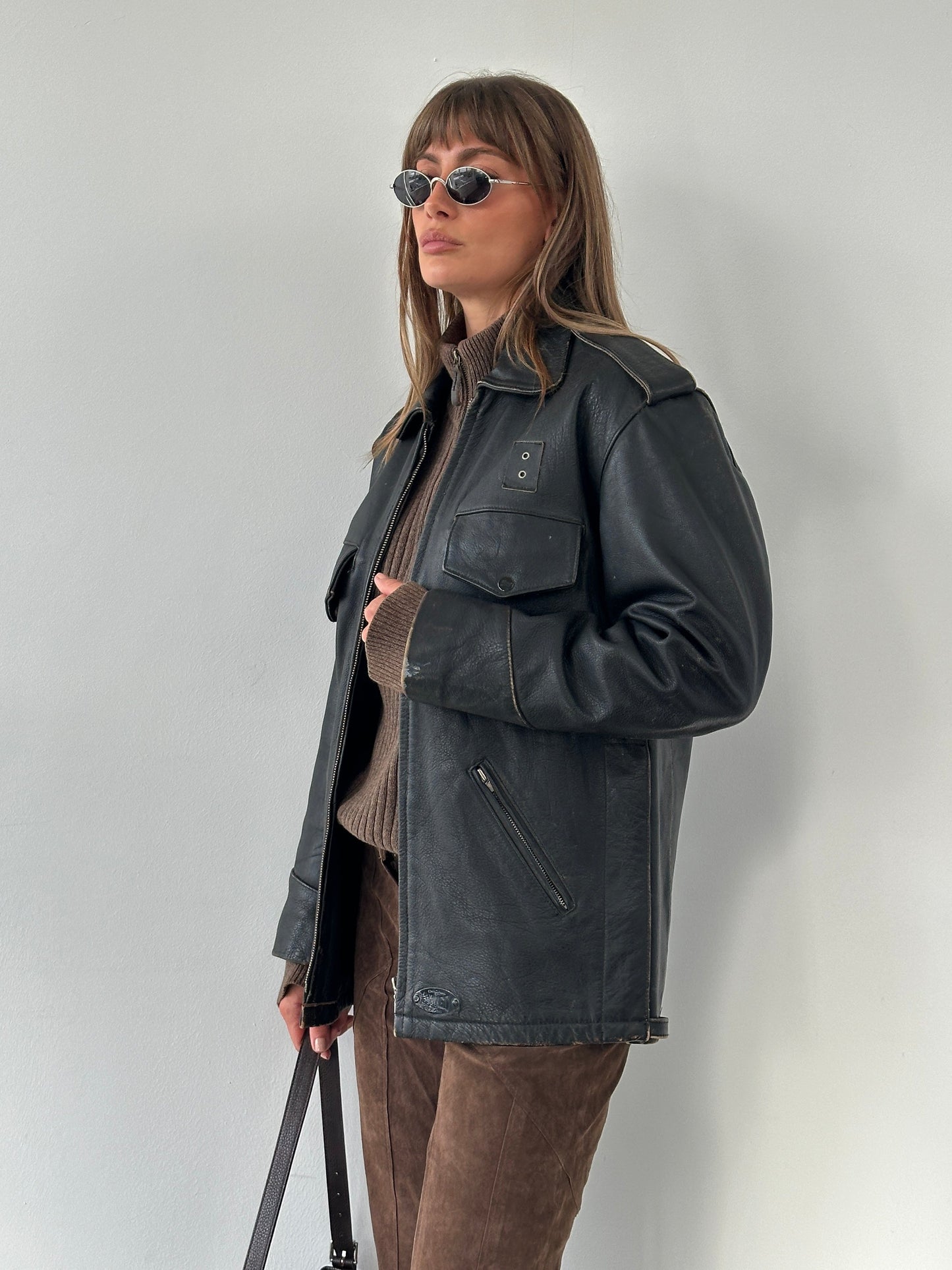 Vintage 1990s Aged Leather Jacket - M/L