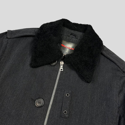 Prada Sport 00’s Technical Wool Sherpa Collar Overcoat - L | Default Title, Grey