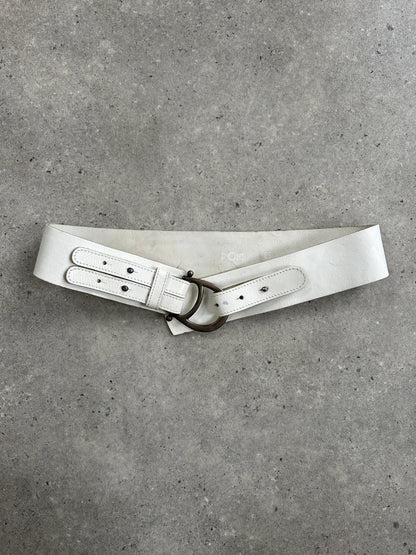 Italian Vintage 1990s Chrome Chunky Leather Belt - W32-34