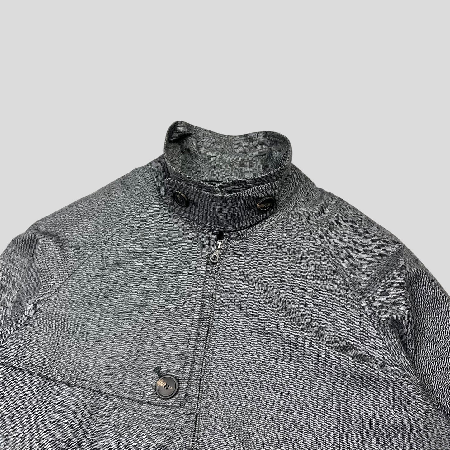 Hardy Amies AW07 Ripstop Grid Asymmetrical Harrington Jacket - M | Default Title, Grey