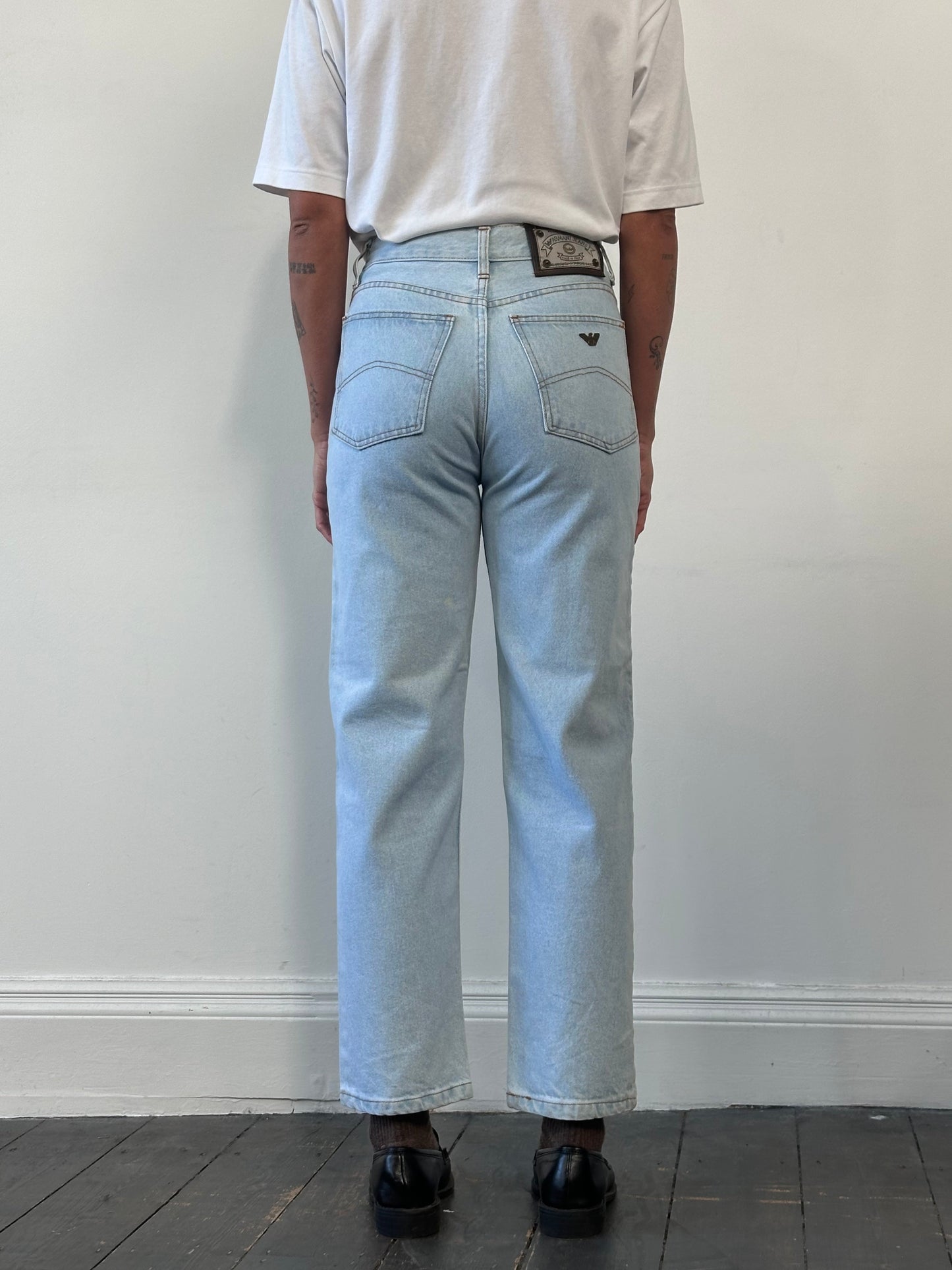 Armani Jeans Light Wash Tapered Leg Denim Jeans - W26