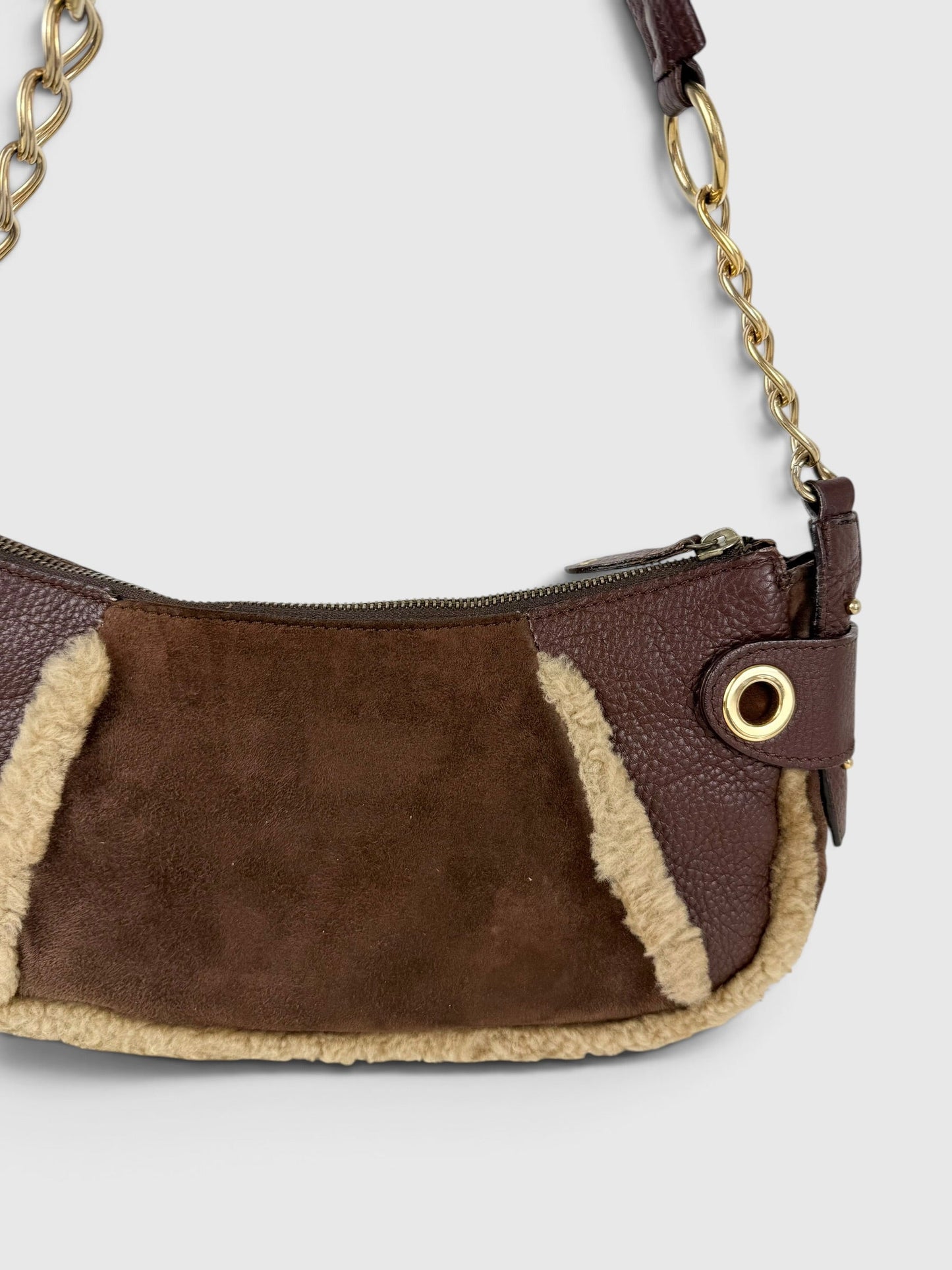 2000s Rare D&G Shearling Suede Shoulder Bag | O/S, Brown