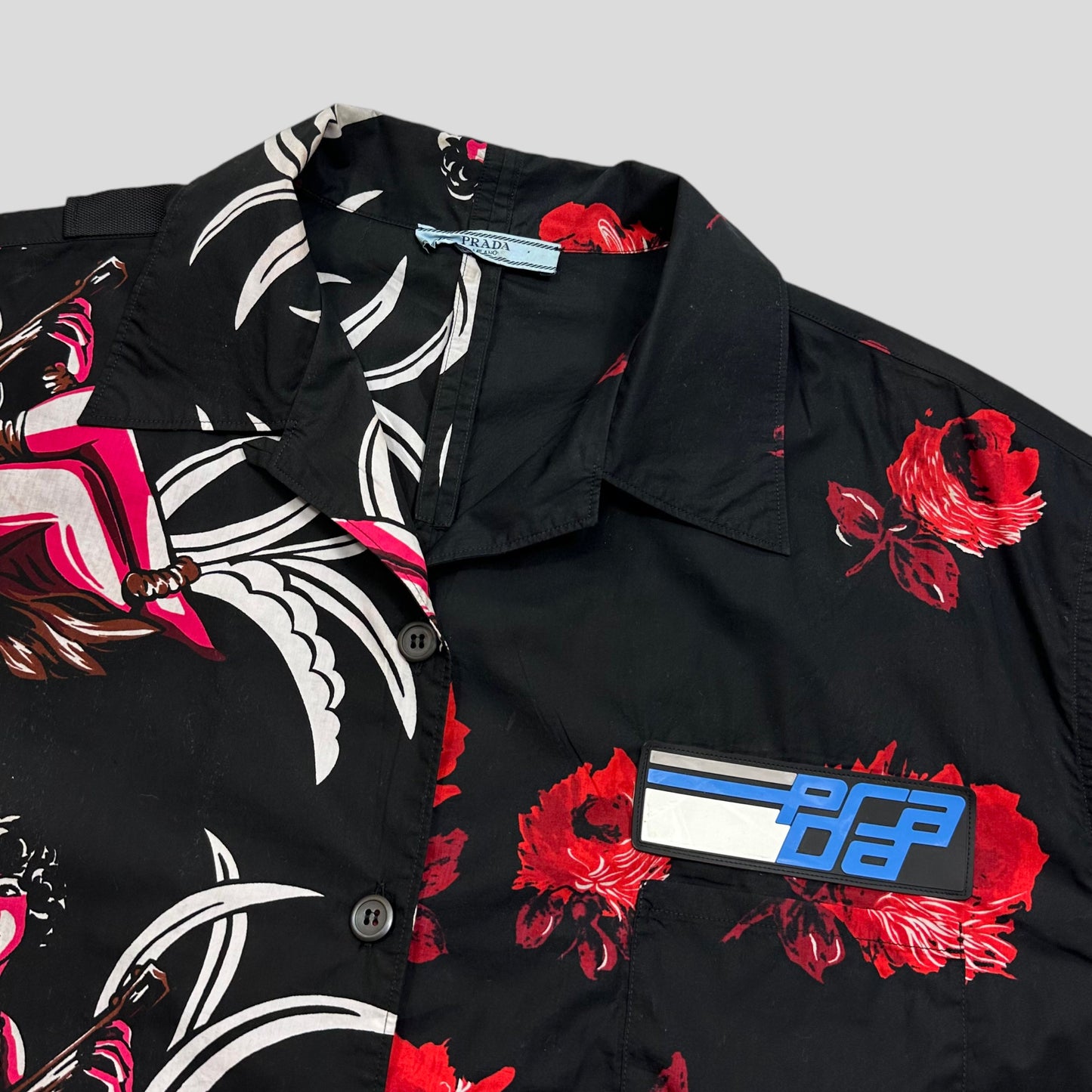 Prada Milano AW18 Hawaiian Split Rubber Logo Shirt - IT50 (XL)