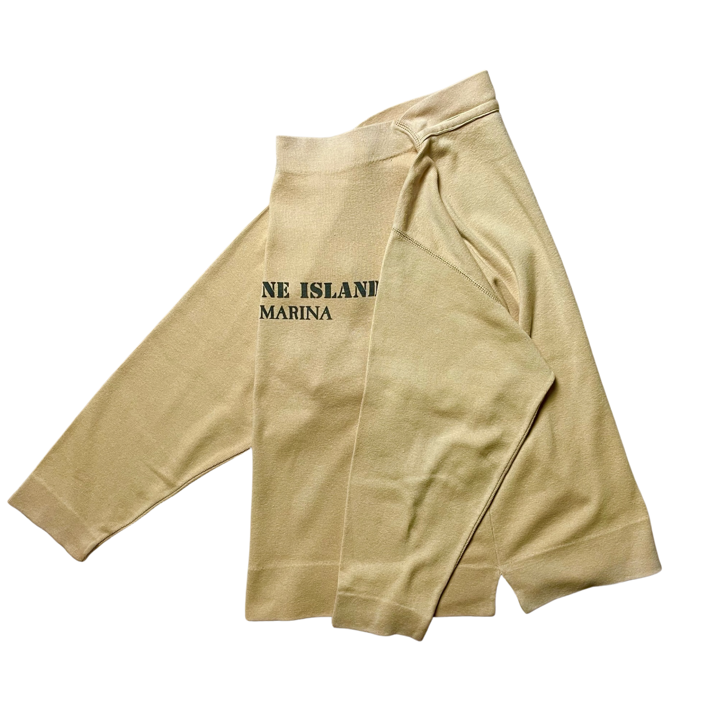 S/S 1984 Blonde Yellow Marina Stencil Spell-out Boat Neck Sweater