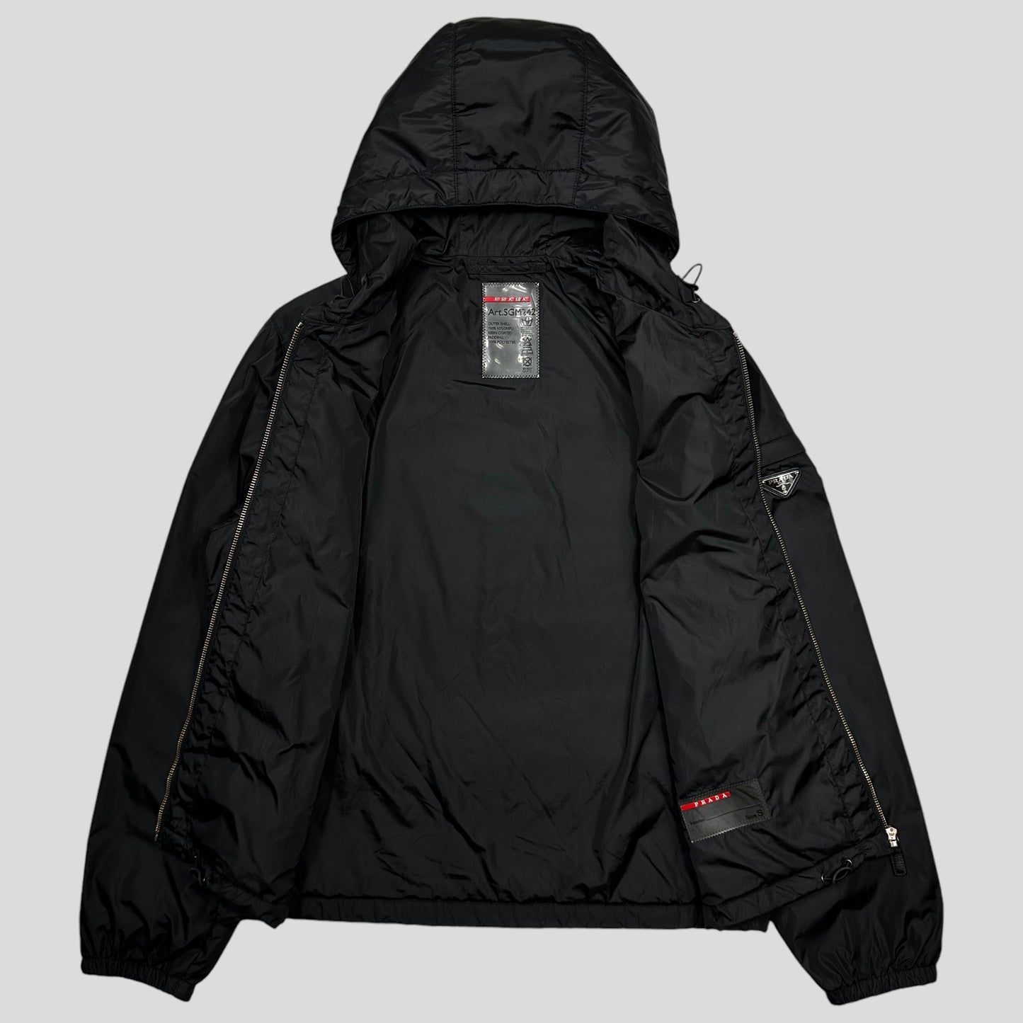 Prada Milano 2013 Nero Black Padded Nylon Windbreaker - M