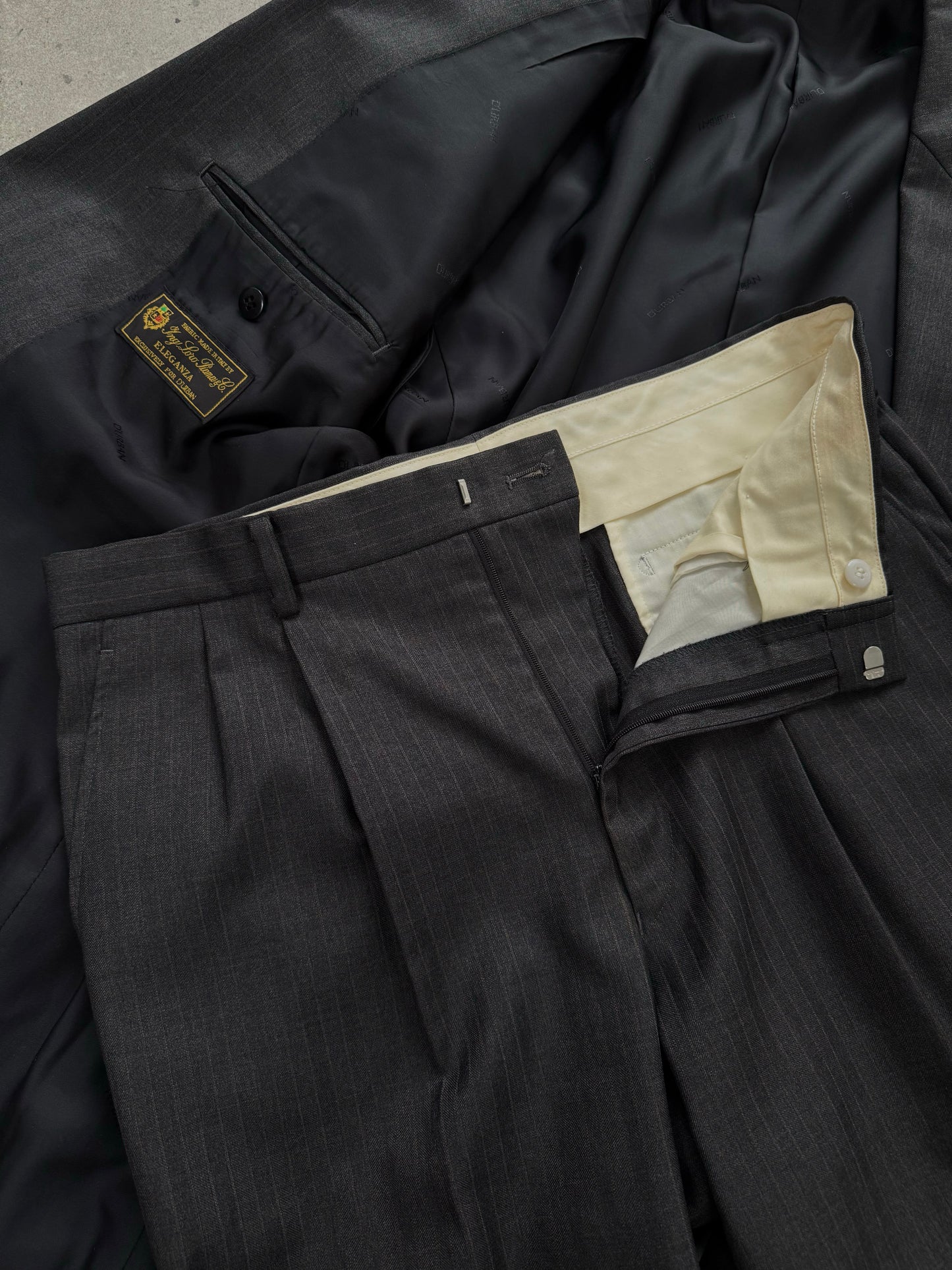 Loro Piana x Durban 1990s Pure Wool Double Breasted Stripe Suit - 38R/W30