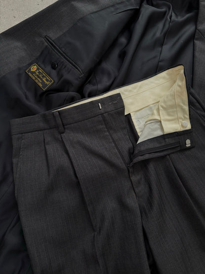 Loro Piana x Durban 1990s Pure Wool Double Breasted Stripe Suit - 38R/W30