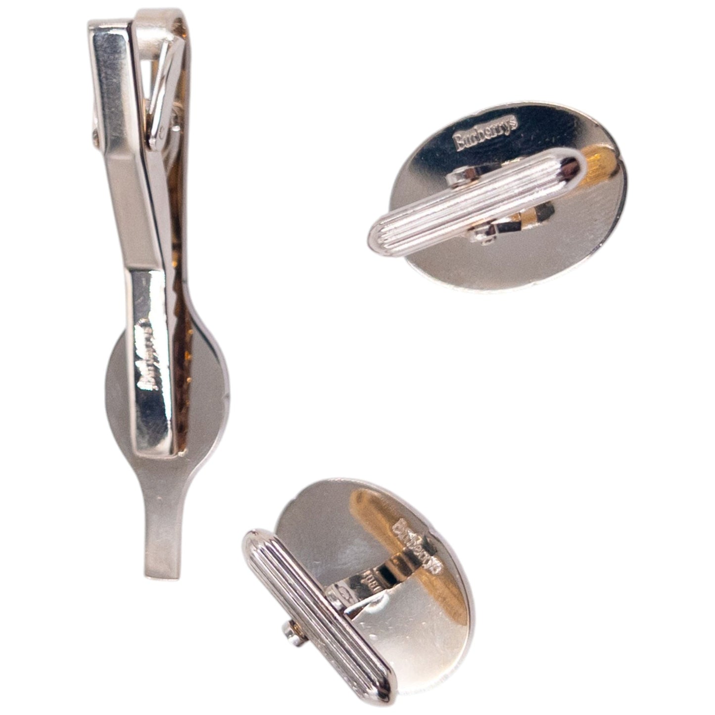 Vintage 90s Burberry Cufflinks & Tie Clip Set | O/S, Gold