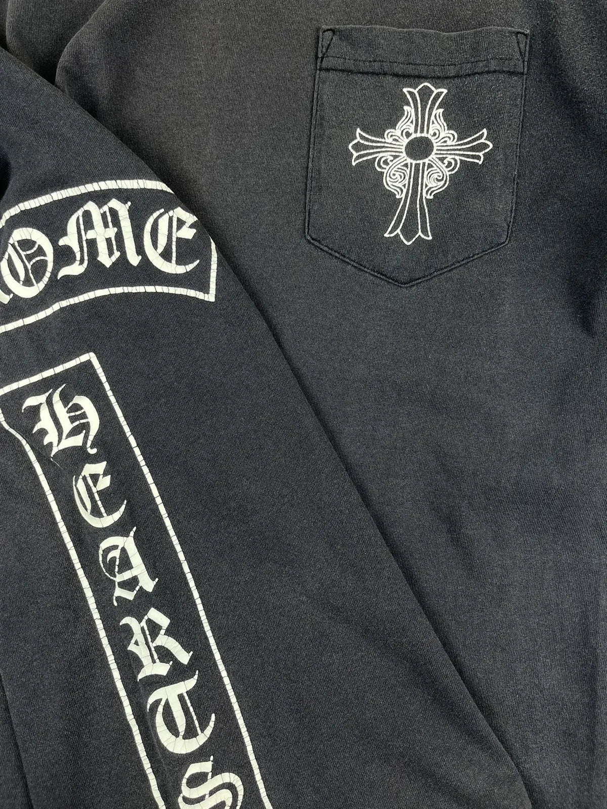 Chrome Hearts Vintage Sunfaded Tbar Cross Pocket Tshirt | Medium, Black