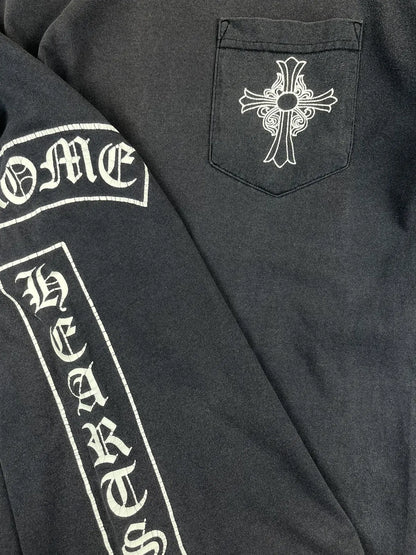 Chrome Hearts Vintage Sunfaded Tbar Cross Pocket Tshirt | Medium, Black