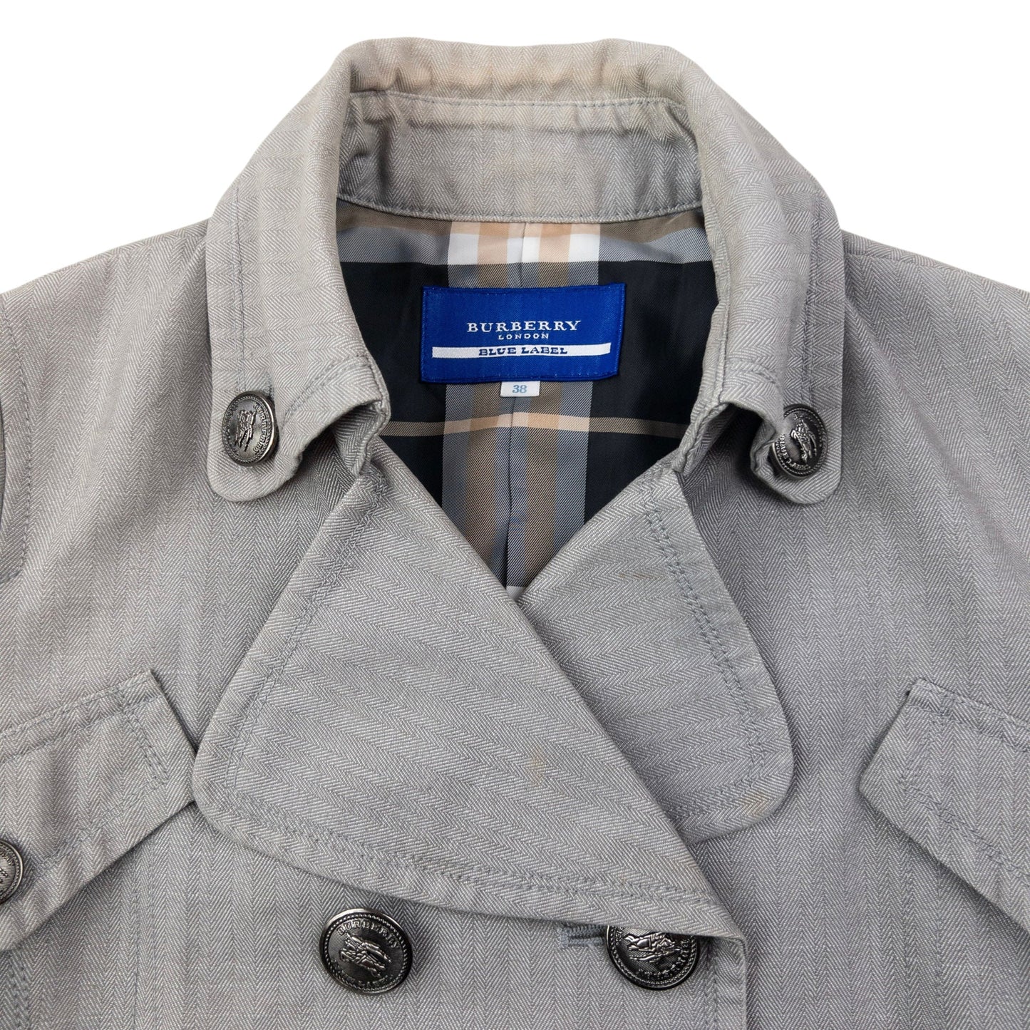 Vintage 2000s Burberry Blue Label Nova Check Lined Trench Jacket Womens Size M | Medium, Blue
