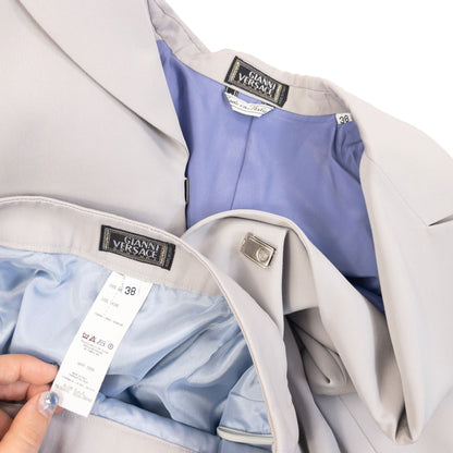 Vintage 90s Gianni Versace Couture Jacket & Trousers Suit Set Womens Size S | Small, Grey
