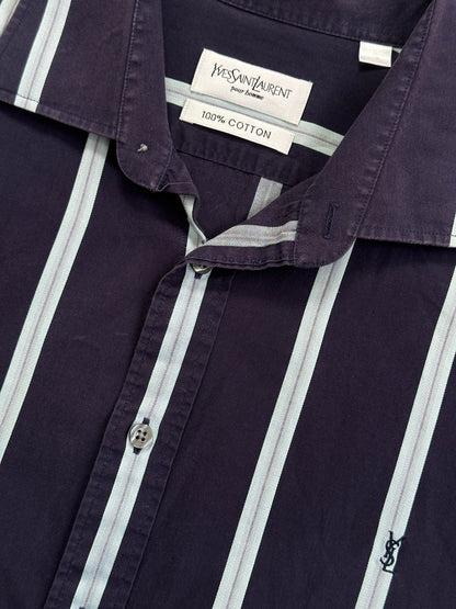 Yves Saint Saint Pour Homme 2000s Pure Cotton Striped Shirt - XXL