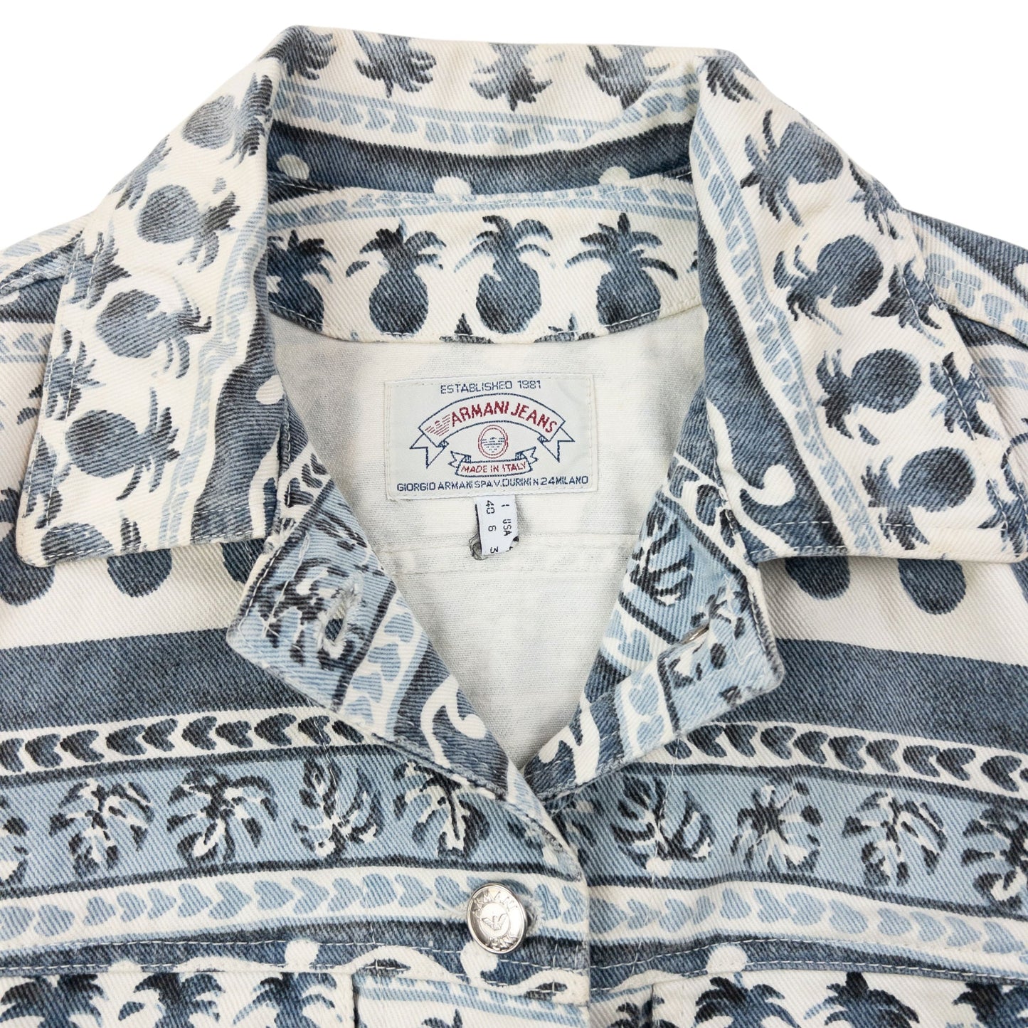 Vintage 90s Armani Jeans Tropical Denim Jacket Womens Size S | Small, Blue