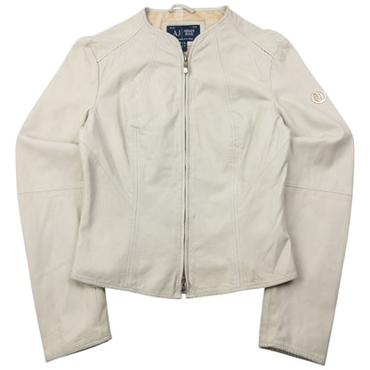 Vintage 2000s Armani Jeans Cropped Leather Jacket Womens Size M