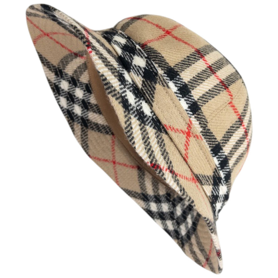 Vintage 80s Burberry Nova Check Bucket Hat Size S | O/S, Beige