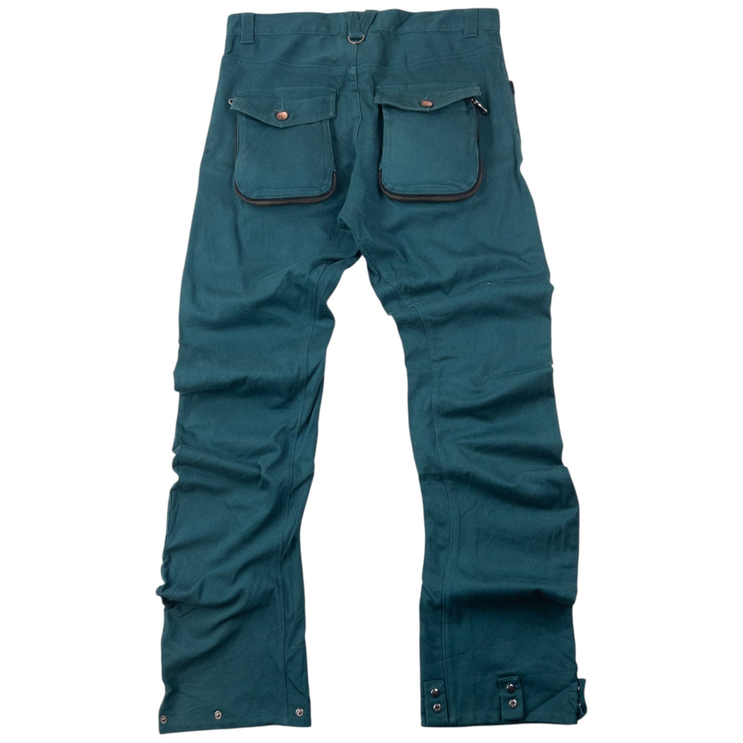 Vintage 2000s PPFM Curved Stacked Leg Cargo Trousers Size W31 | W31, Blue