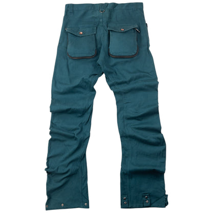 Vintage 2000s PPFM Curved Stacked Leg Cargo Trousers Size W31 | W31, Blue