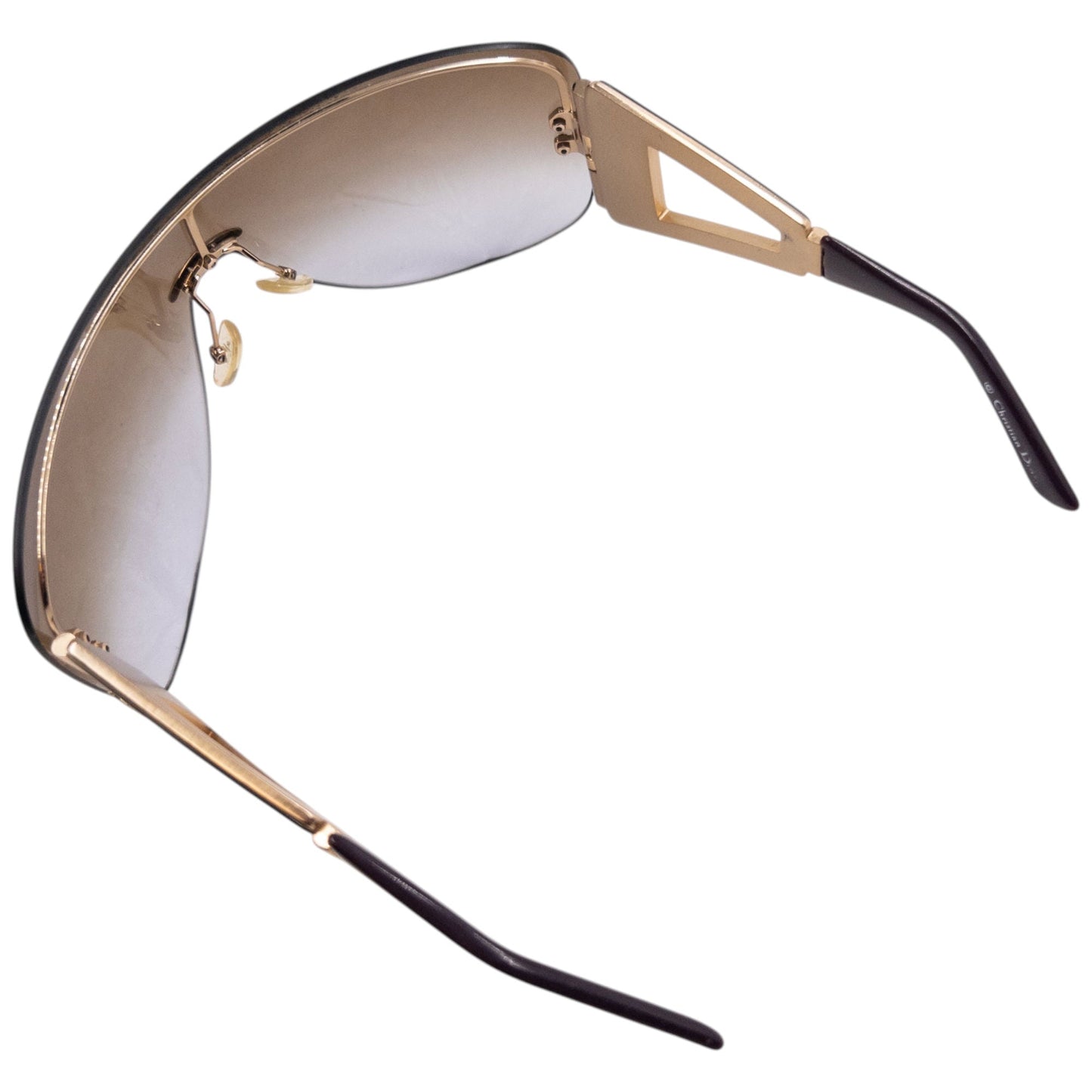 Vintage 2006 Dior Escrime 1 Shield Wraparound Sunglasses | O/S, Gold and Gradient Brown