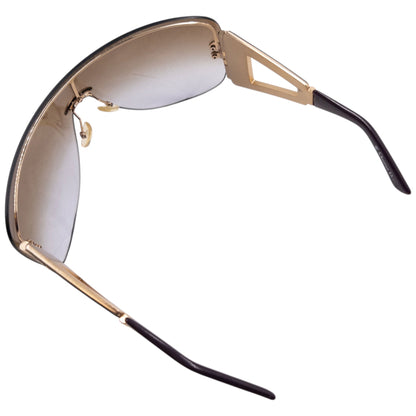 Vintage 2006 Dior Escrime 1 Shield Wraparound Sunglasses | O/S, Gold and Gradient Brown