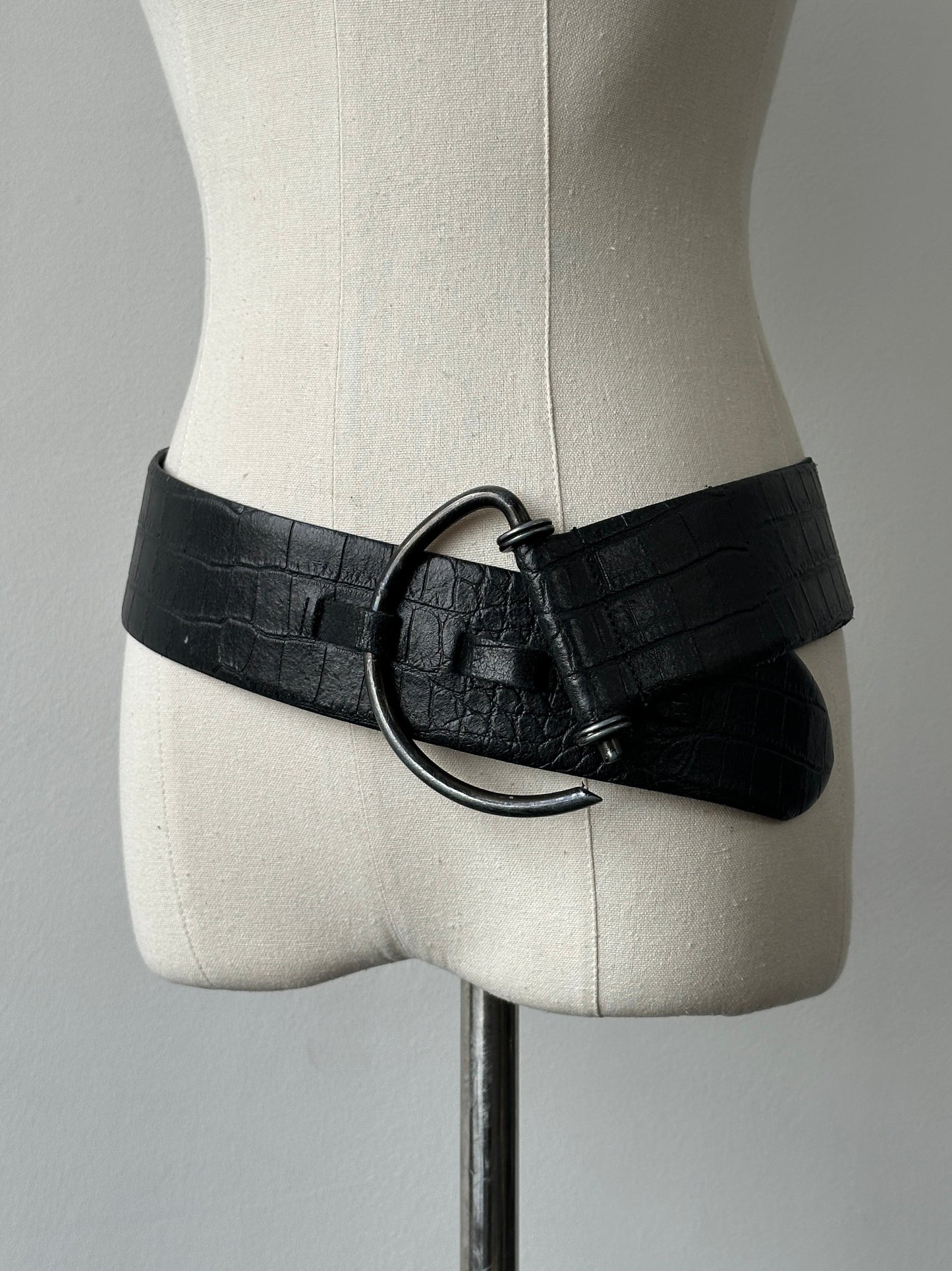 Vintage 1990s Leather D Ring Chunky Belt - W33-37