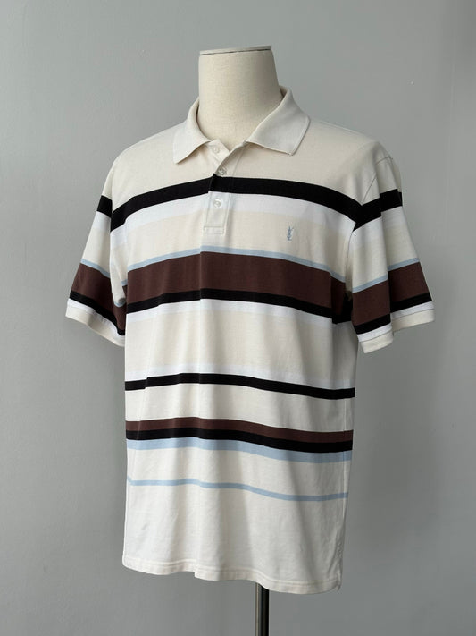 Yves Saint Laurent 1990s Cotton Striped Short Sleeve Polo - XL