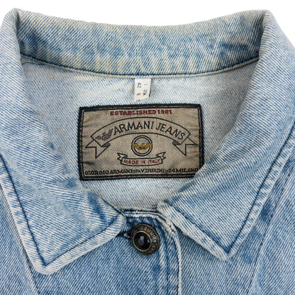 Vintage 90s Armani Jeans Button Up Denim Jacket Womens Size M | Medium, Blue