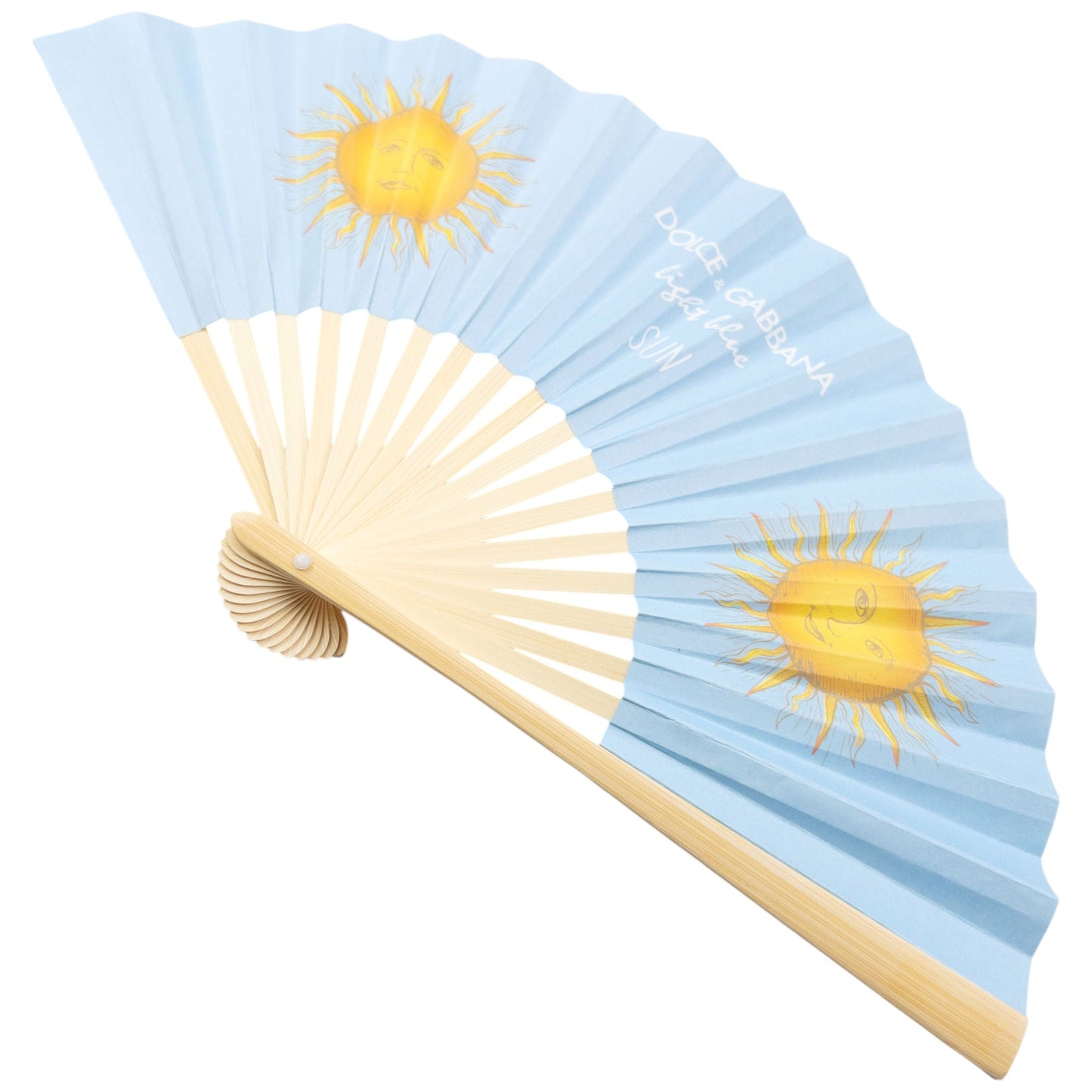 Vintage 2000s Dolce & Gabbana Light Blue Sun Paper Hand Fan | O/S, Blue